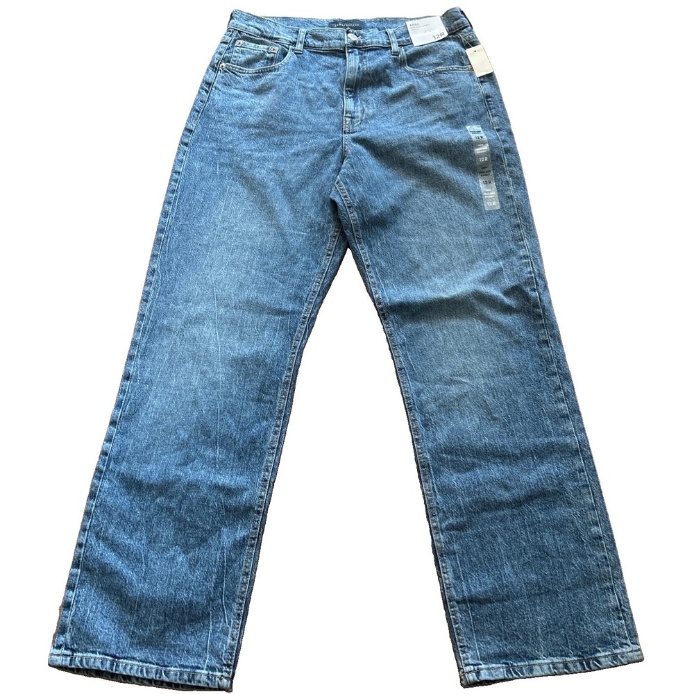 NWT Aeropostale Womens 12R High Rise Baggy Stretch Blue Jeans Relaxed Straight